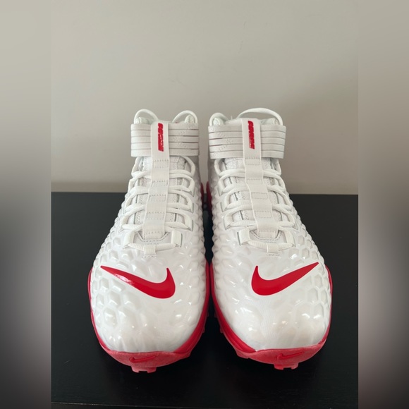 Nike Force Savage Pro 2 Shark Promo Linemen Football Cleats White Red Size 14